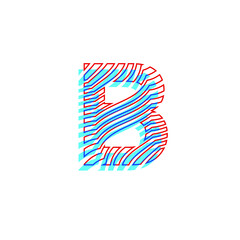 letter B  textured curved lines with patterned appearance