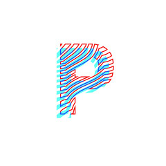 letter P  textured curved lines with patterned appearance