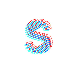 letter S  textured curved lines with patterned appearance