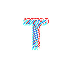 letter T  textured curved lines with patterned appearance