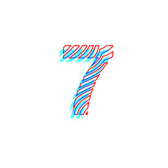 Obraz premium number 7 textured curved lines effect with imprint appearance