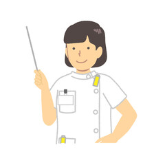 X-ray technician pointing a finger with a pointer: Female