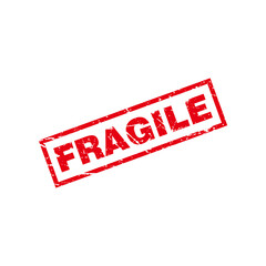 Abstract Red Grungy Fragile Rubber Stamp Sign Illustration Vector, Fragile Text Seal, Mark, Label Design Template