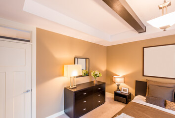 Obraz na płótnie Canvas Beautiful and modern home and hotel bedroom interior design.