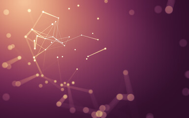 Abstract background. Molecules technology with polygonal shapes, connecting dots and lines. Connection structure. Big data visualization.