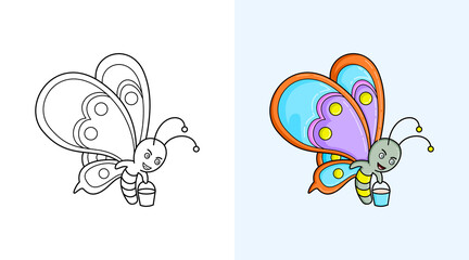 butterfly vector, coloring book or page for kids, vector illustration.