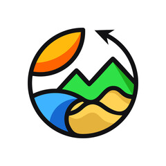 mountain outdoor and travel logo, icon and vector