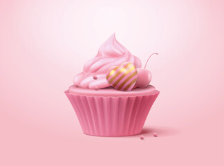 3d pink cup cake