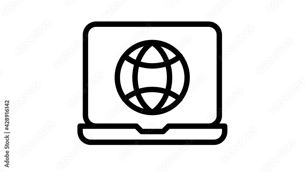 Wall mural browsing laptop internet web single isolated icon with outline style