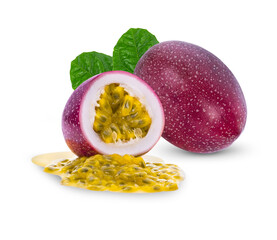 Passion fruit isolated on white background.