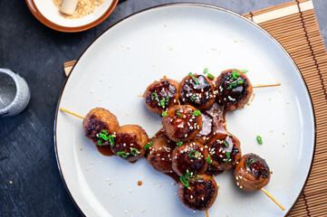 Japanese chicken meatball skewers  - Tsukune