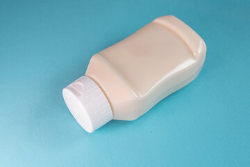 Mayonnaise can on the blue background