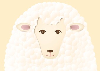 もこもこヒツジの顔イラスト