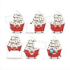 Ice cream vanilla cup cartoon character bring information board