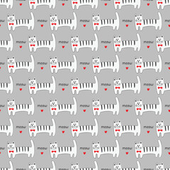 Cute cartoon doodle cats and dogs  seamless pattern for kids design