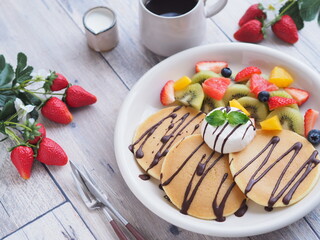 朝食 パンケーキのワンプレート