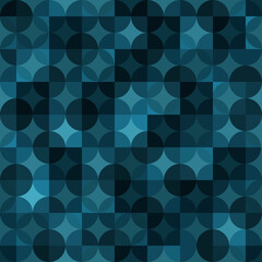 circles and squares. vector seamless pattern. blue repetitive background. fabric swatch. wrapping paper. continuous print. geometric shapes. design element for home decor, apparel, textile, cloth