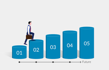 Step by step businessman walking to success path in the future concept. Business symbol vector illustration