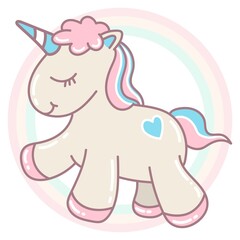 Rainbow pastel unicorn cartoon vector 