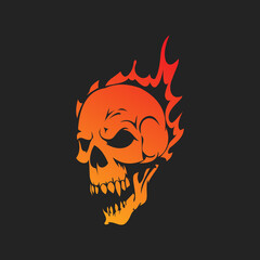 Fire skull illustration logo template