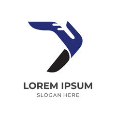 letter Y logo design template concept vector with flat black and blue color style