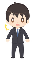 びっくりするビジネススーツ姿の男性