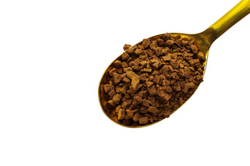 Instant coffee in a spoon isolated on white background, clipping path included.