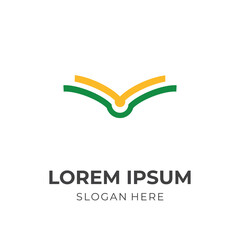 book logo design template concept vector with flat yellow and green color style