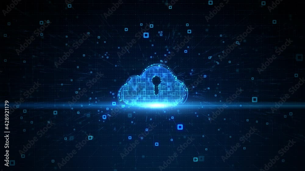 Aufkleber Digital Cloud Computing of Cyber Security, Digital Data Network Protection, 5g Connection Internet of Things IoT, Future Technology Network Background with Line and Dots Connect.