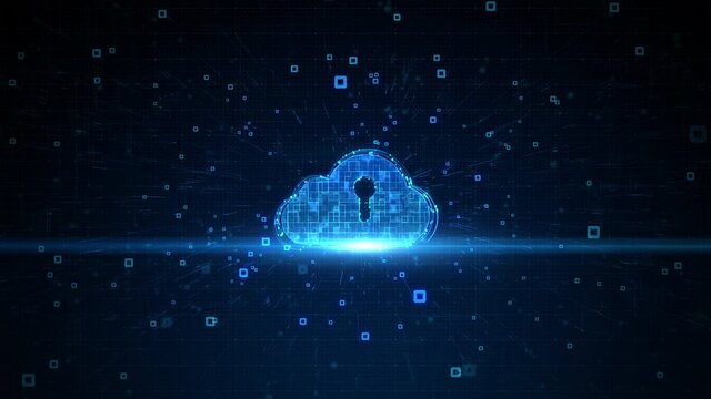 Digital Cloud Computing of Cyber Security, Digital Data Network Protection, 5g Connection Internet of Things IoT, Future Technology Network Background with Line and Dots Connect.