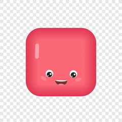 Geometry for children. Volumetric square isolated on transparent background. Cartoon style