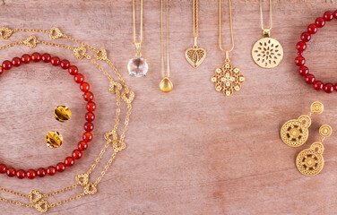 GOLD AND RED JEWELRY