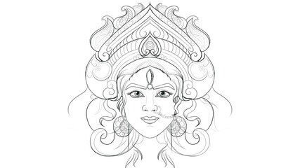Happy Navratri, illustration of Devi maa