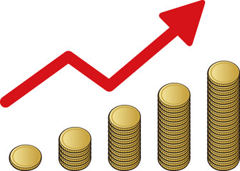 ビジネス　矢印　コイン　お金　グラフ　イメージ　イラスト素材