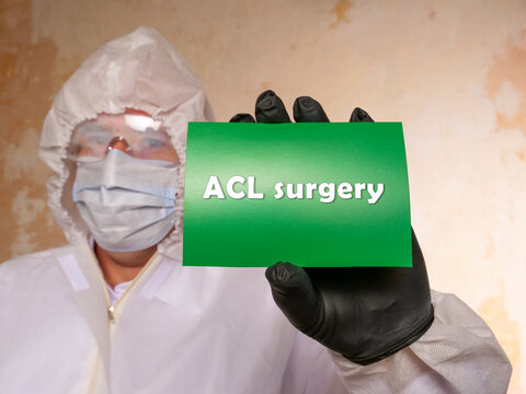 Medical concept about ACL surgery Anterior cruciate ligament with inscription on the sheet.