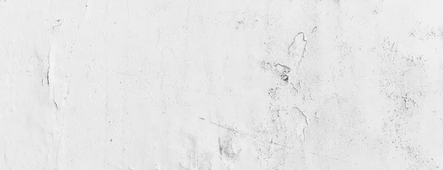 Poster Graffiti Panorama du mur de ciment peint en blanc s& 39 écaillant la texture et l& 39 arrière-plan sans couture