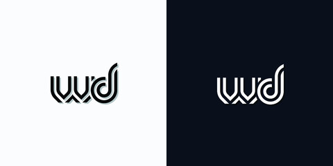 Modern Abstract Initial letter WD logo. This icon incorporates two abstract typefaces in a creative way. It will be suitable for which company or brand name starts those initial.