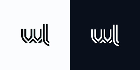 Modern Abstract Initial letter WL logo. This icon incorporates two abstract typefaces in a creative way. It will be suitable for which company or brand name starts those initial.