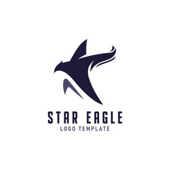 Abstract Eagle Silhouette with Star Shape Combination Concept Logo Design. Vector Logo Illustration.