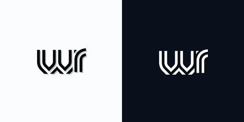 Modern Abstract Initial letter WR logo. This icon incorporates two abstract typefaces in a creative way. It will be suitable for which company or brand name starts those initial.