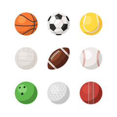 Different sports ball set isolated on white background