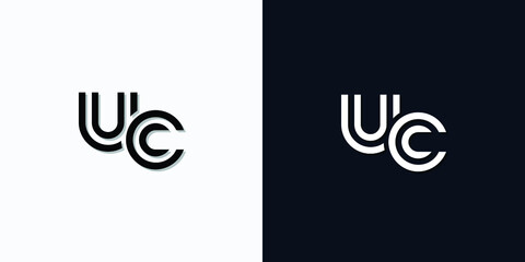 Modern Abstract Initial letter UC logo. This icon incorporates two abstract typefaces in a creative way. It will be suitable for which company or brand name starts those initial.