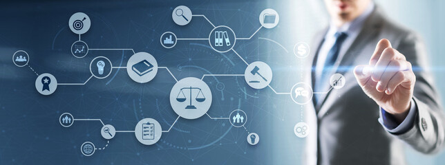 Law. Legal advice business concept on virtual screen