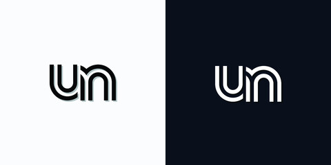 Modern Abstract Initial letter UN logo. This icon incorporates two abstract typefaces in a creative way. It will be suitable for which company or brand name starts those initial. - obrazy, fototapety, plakaty