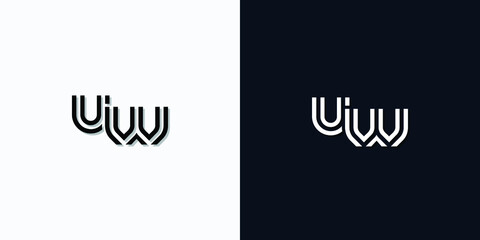 Modern Abstract Initial letter UW logo. This icon incorporates two abstract typefaces in a creative way. It will be suitable for which company or brand name starts those initial.