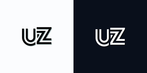 Modern Abstract Initial letter UZ logo. This icon incorporates two abstract typefaces in a creative way. It will be suitable for which company or brand name starts those initial.