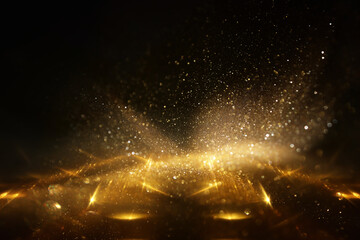 background of abstract gold and black glitter lights. defocused - obrazy, fototapety, plakaty