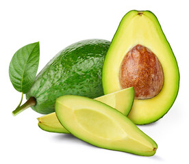 Avocado fruits and avocado half