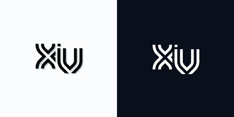 Modern Abstract Initial letter XV logo. This icon incorporates two abstract typefaces in a creative way. It will be suitable for which company or brand name starts those initial.
