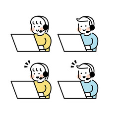 パソコンでやりとりをするキッズイラスト素材